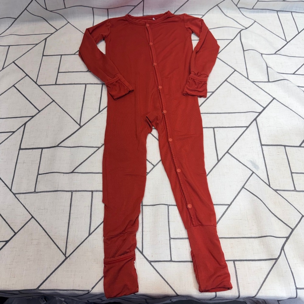 Laree+Co Bamboo Viscose Romper Rust Red Leopard Snap Pajamas 18-24M‎ LC027-05/23